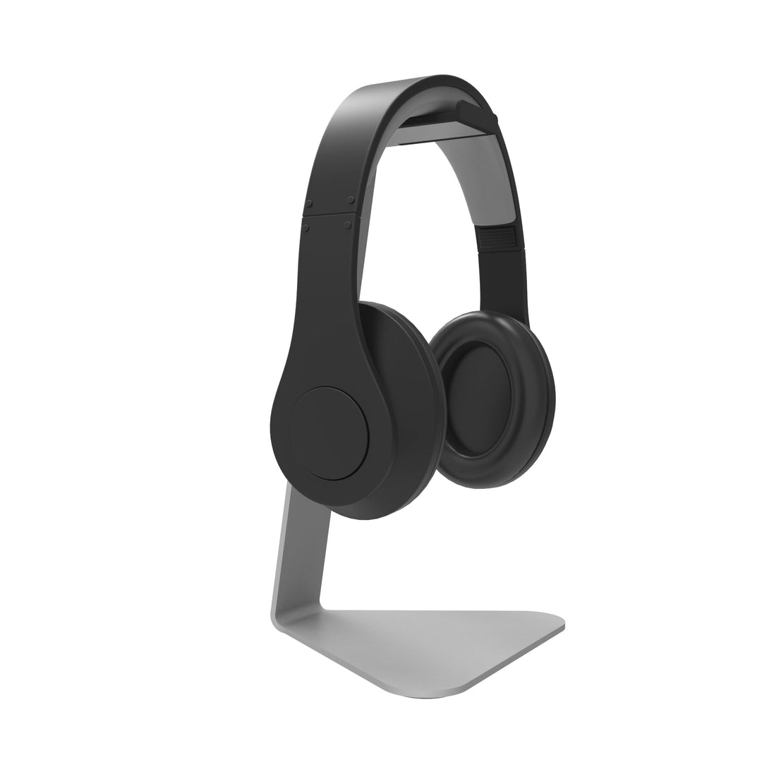 Kanto H1S Universal Headphone Stand with Curved Silicone Padding | Silver, Silver