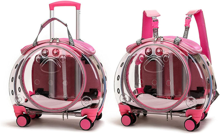 Haustier Trolley Koffer mit Rollen, Transportbox Hund Katze, rollbare Tasche mit Lüftungsschlitzen,