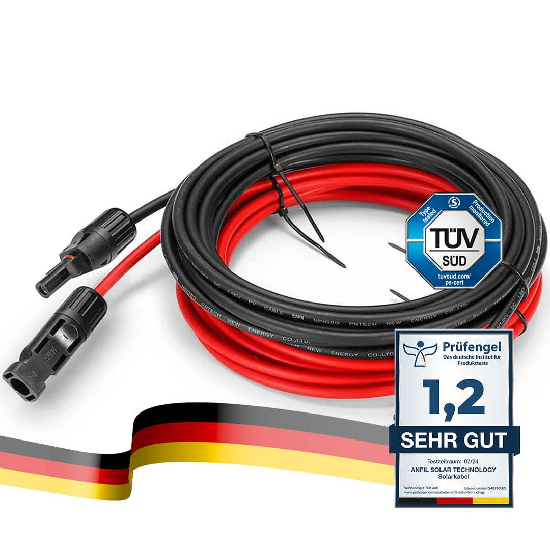 Solarkabel Verlängerung ANFIL 4mm2/12AWG Solarpanel Photovoltaik Verlängerungskabel Solar PV Kabel m