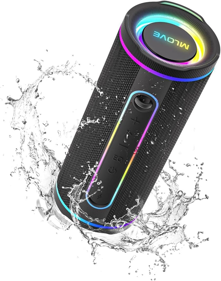 MLOVE E80 Tragbarer Bluetooth-Lautsprecher, 30W, Bluetooth 5.4, IPX7 Wasserdicht, mit Beleuchtung, B