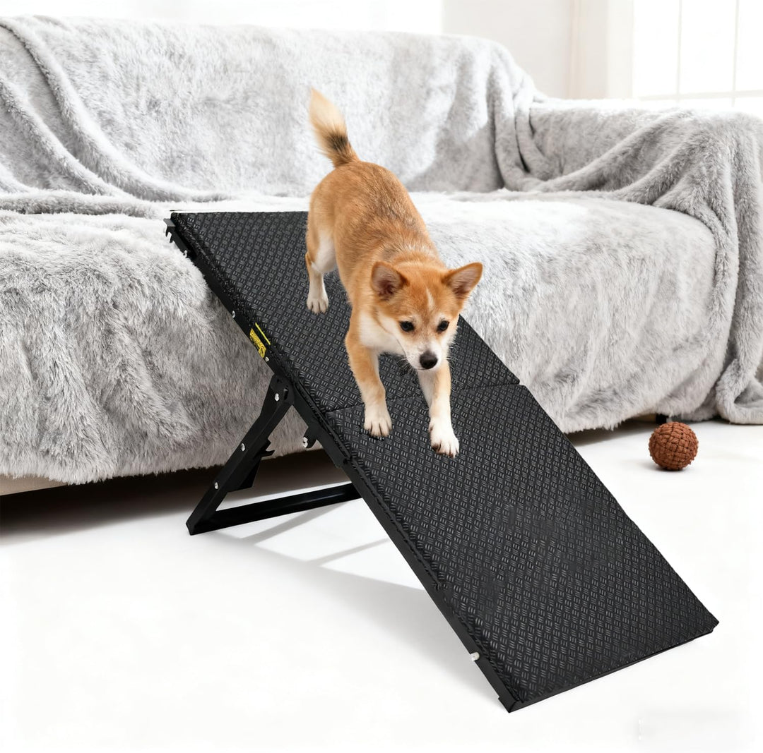 Klappbare Hunderampe aus Metall, Hundetreppe für kleine Hunde & ältere Hunde, Verstellbare Rampe für