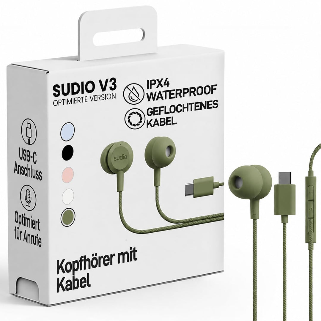 sudio V3 Essential Wired Kopfhörer mit Kabel | In Ear Kopfhörer mit USB-C Anschluss | Geflochtenes,