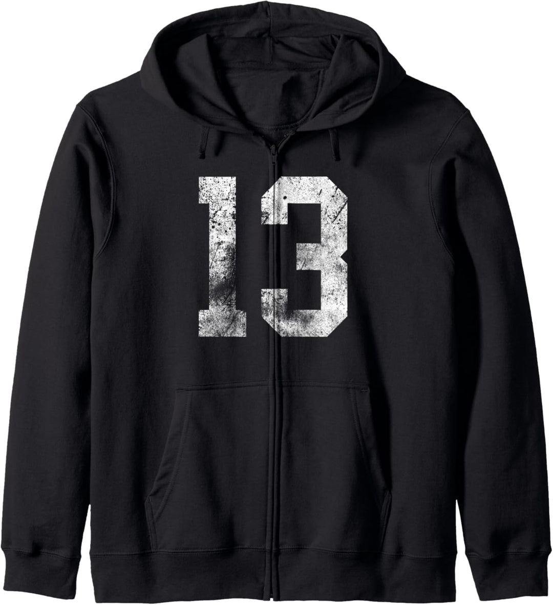 13 Cool Distressed Birthday Lucky Number Player 13 Thirteen Kapuzenjacke