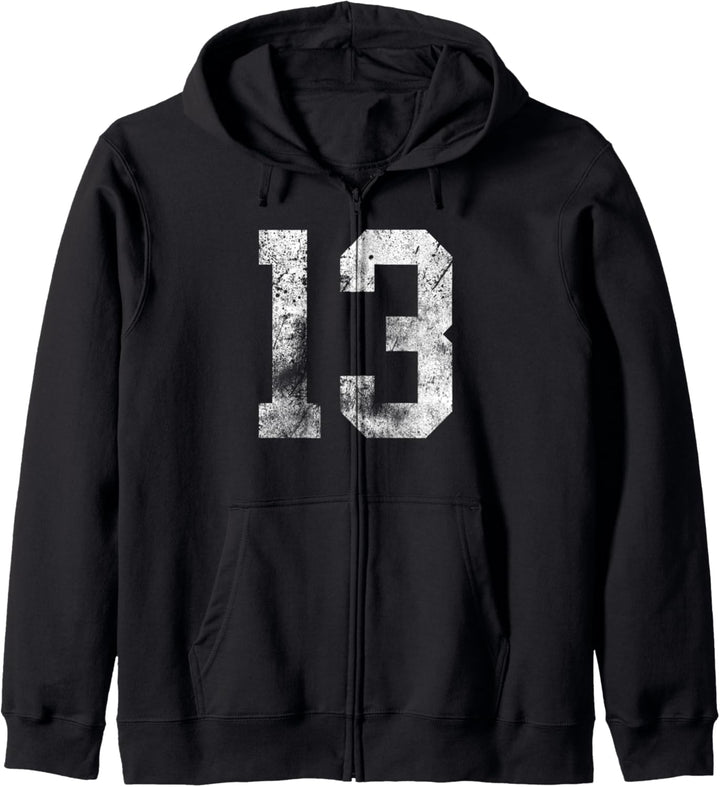 13 Cool Distressed Birthday Lucky Number Player 13 Thirteen Kapuzenjacke