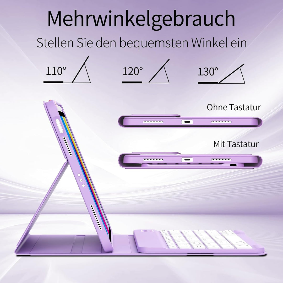 Tastatur Hülle für iPad 11. Generation 2025 A16, iPad 10. Generation 2022 10,9 Zoll, Weiche TPU Hüll