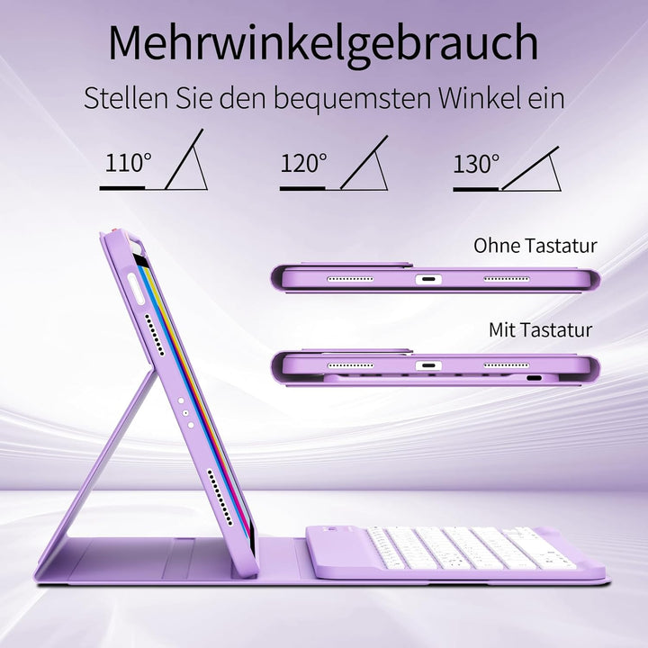 Tastatur Hülle für iPad 11. Generation 2025 A16, iPad 10. Generation 2022 10,9 Zoll, Weiche TPU Hüll