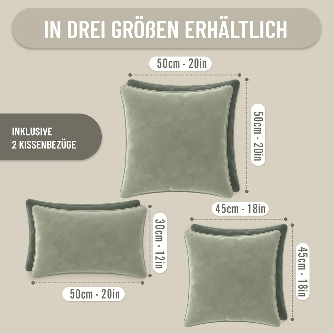 Blau Marité Kissenbezug-Set aus extraweichem Samt mit kontrastierendem Rand – modernes, doppelseitig