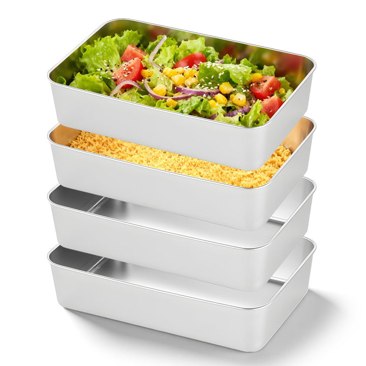 SUNOYA 4 Stück Edelstahl Kastenform, Edelstahl Brotbackform, Eckig Kuchenform Backform 33 X 15 X 6,5