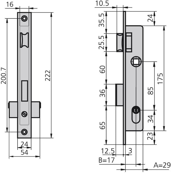 Cvl 3160500 Schloss 1975/5 Schreinerei Metall, Cranberry