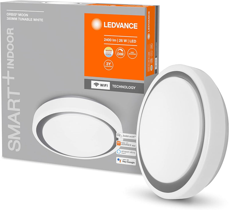 LEDVANCE Smarte LED Wand-und Deckenleuchte für Innen mit WiFi Technologie, Lichtfarbe änderbar (3000