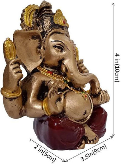 Purpledip 12487 Statue aus Harz, Ganapathi oder Vinayaka, Goldfarben / Braun