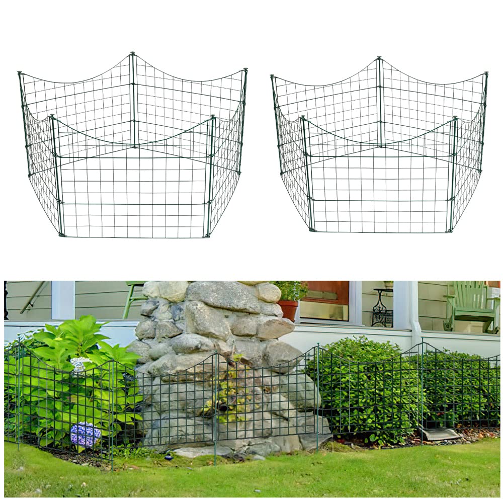 Joparri Teichzaun, 22 Stück Set Gartenzaun Metall Teichzaun, Steckzaun Gitterzaun - 10 Zaunelemente