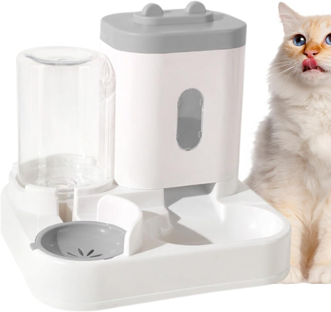 Futterautomat Katze, Tragbarer Katzenfutter Automat Mit 2300 Ml Und Wasserspender Mit 1000 Ml, Leich