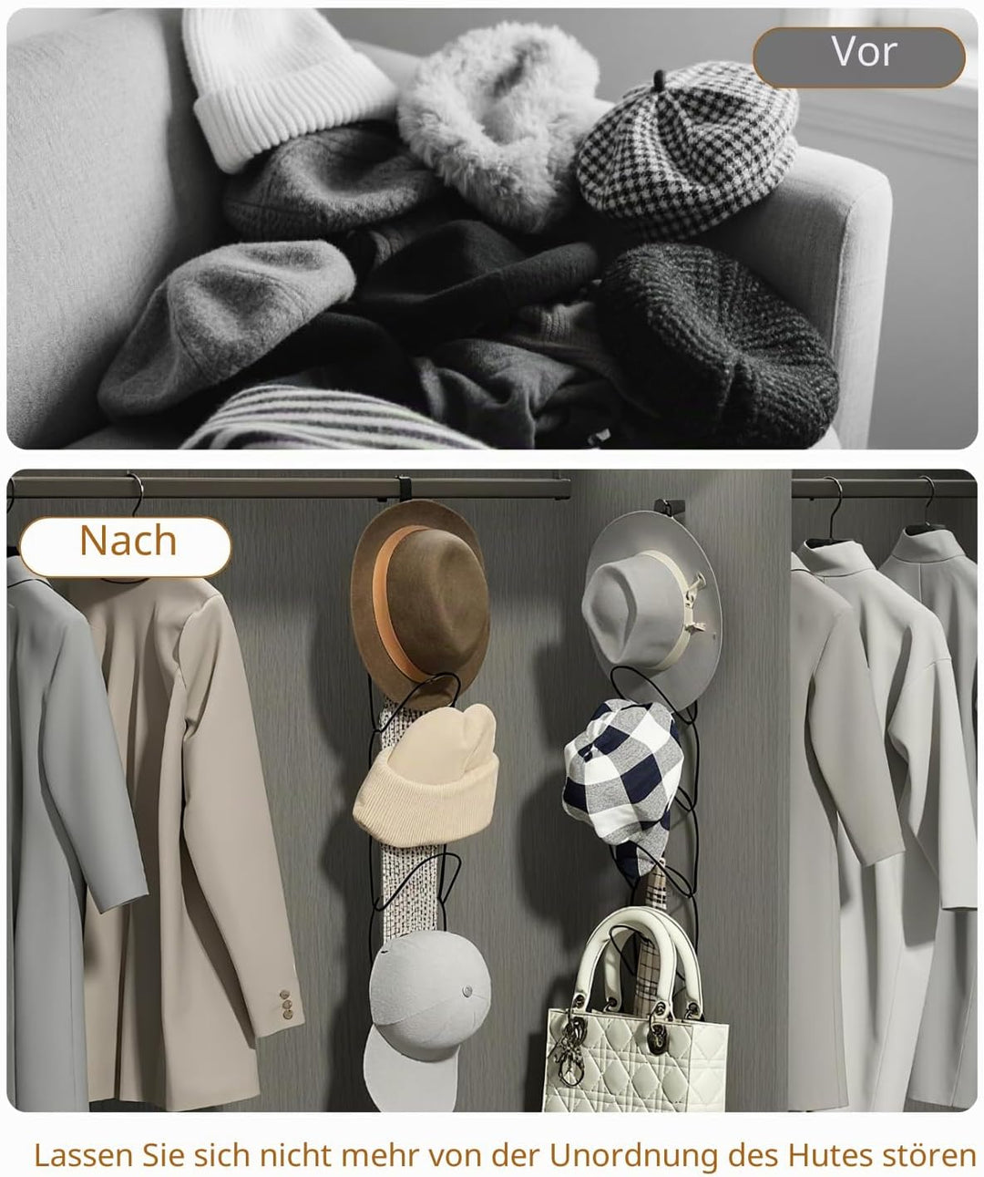 LINFIDITE Cap Halter Tür Hut Racks, Baseball Cap Halterung Schrank hängende Einstellbare Huthalter,f