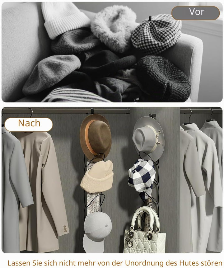LINFIDITE Cap Halter Tür Hut Racks, Baseball Cap Halterung Schrank hängende Einstellbare Huthalter,f