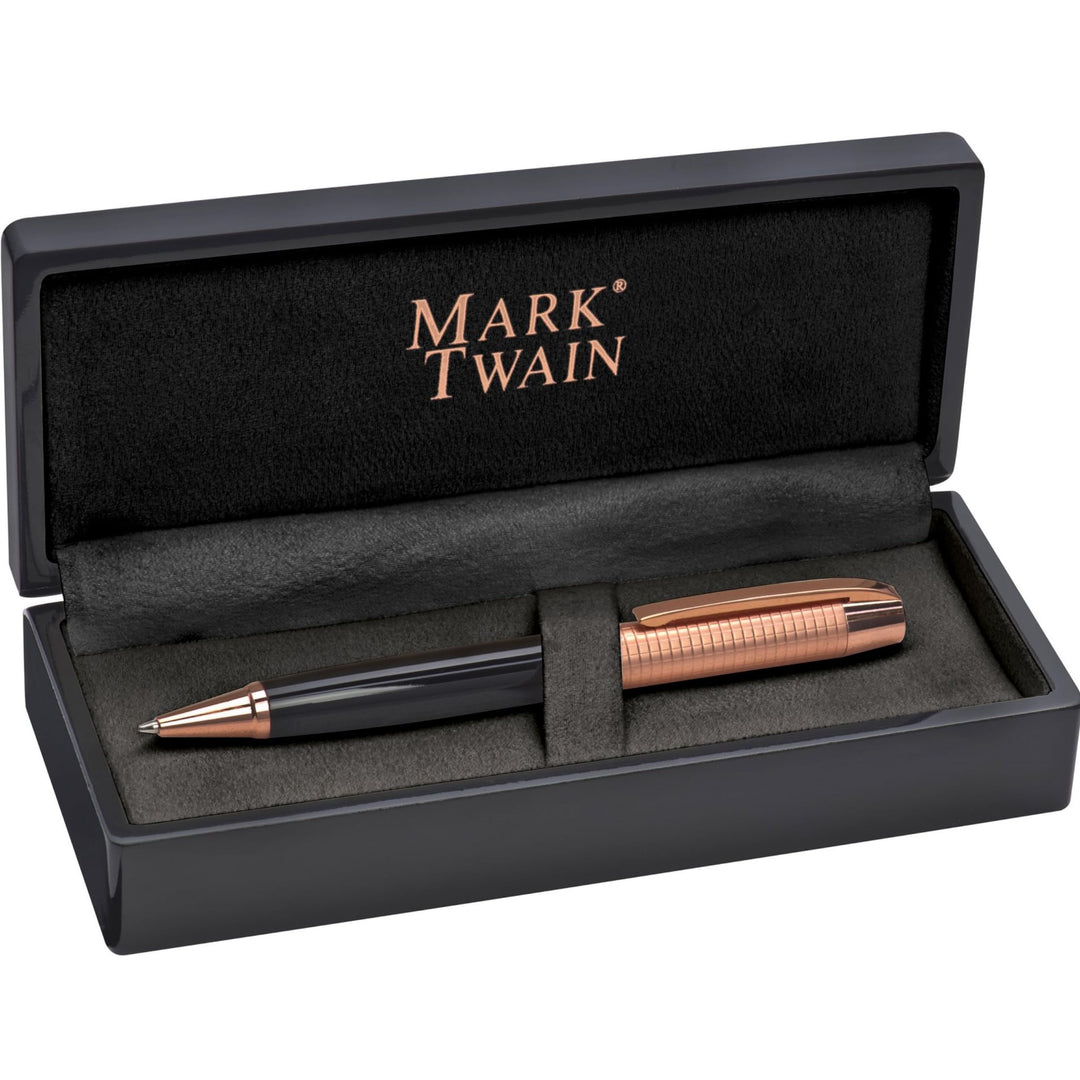 Mark Twain Drehkugelschreiber im Kupfer-Design mit ansprechendem Klavierlack-Etui von notrash2003