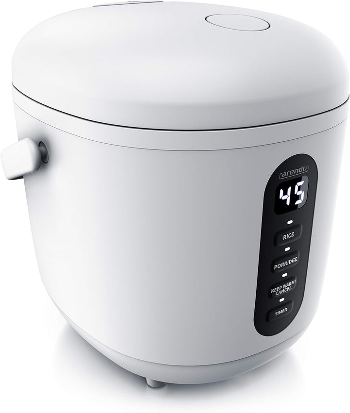 Arendo - Reiskocher - 300 Watt - mit Messbecher und Reislöffel – 2 Kochprogramme – Timer – Warmhalte