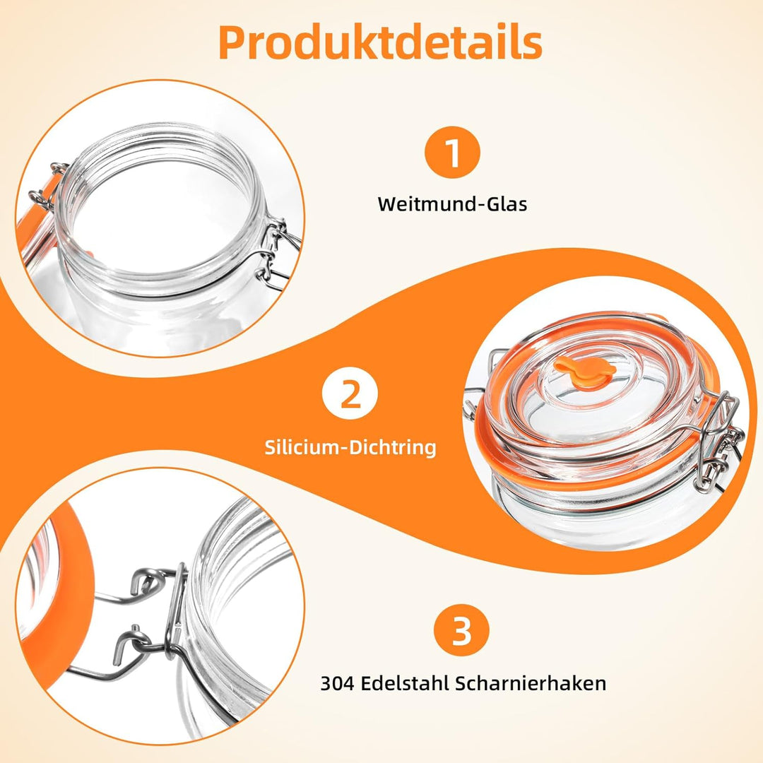 1,5L Fermentierglas Set mit 2 Fermentiergewichte - Fermentationsglas für Kimchi, Sauerkraut, Kombuch