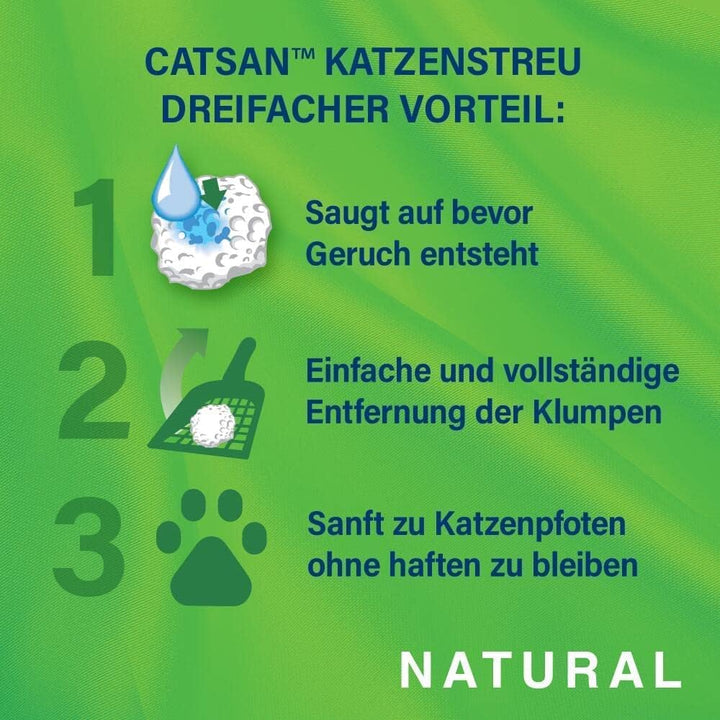 Catsan Natural Kompostierbare Klumpstreu für Katzen, 20 Liter (1 Beutel) – Katzenstreu 100 Prozent B