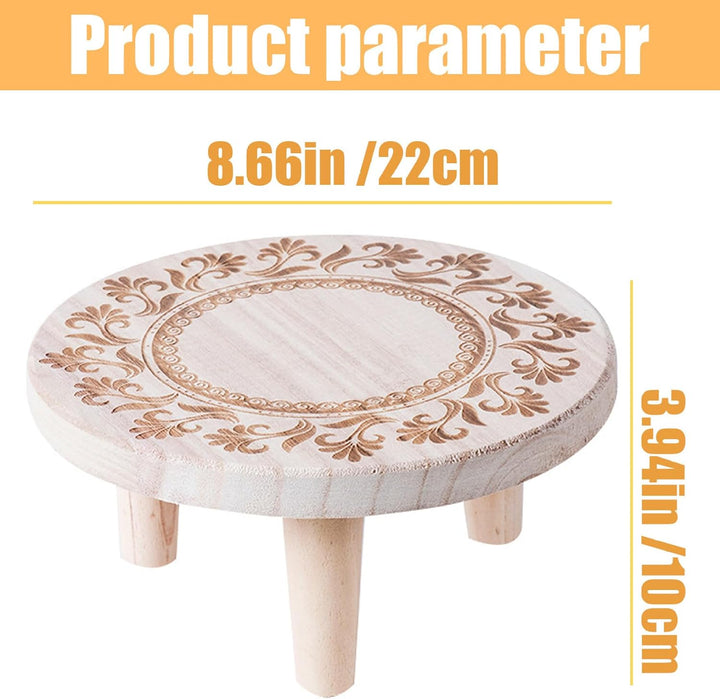 Holzpflanzständer, 8,7 x 3,9 Zoll Holz runder Pflanzenstreiber, dekorativer kleiner Pflanzenhocker,