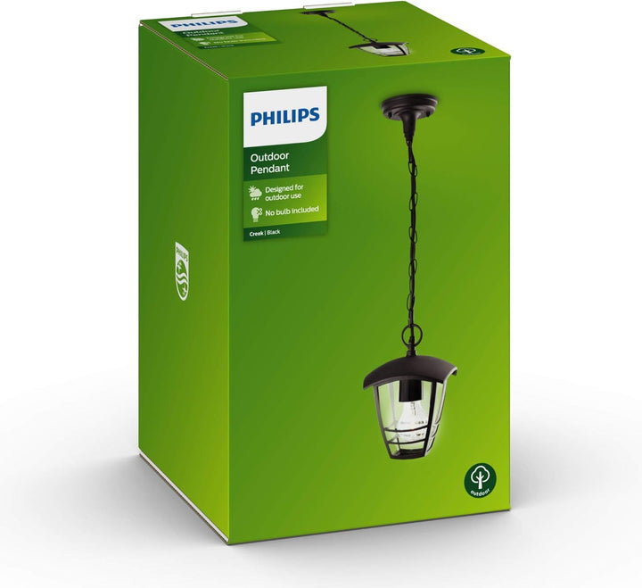 Philips myGarden Pendelaussenleuchte Creek, 60W, E27 Sockel, ohne Leuchtmittel, schwarz, Schwarz