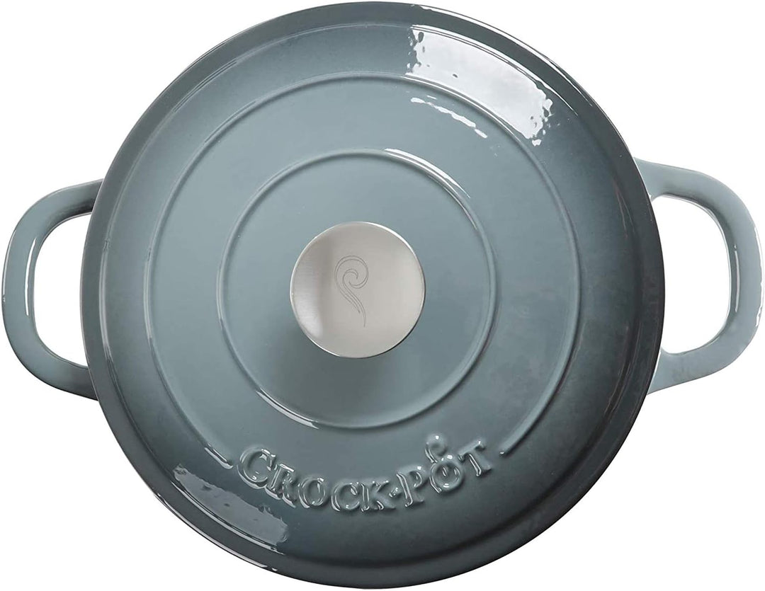 Crock Pot Artisan Schmortopf, emailliertes Gusseisen, rund, 5 Quart, Schiefergrau Dutch Oven – rund