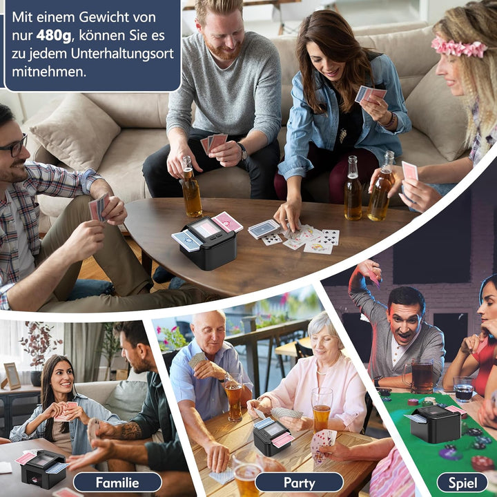 ShinePick Kartenmischmaschine Elektrische für 1-2 Decks, 2000mAh Karten Mischmaschine Automatischer