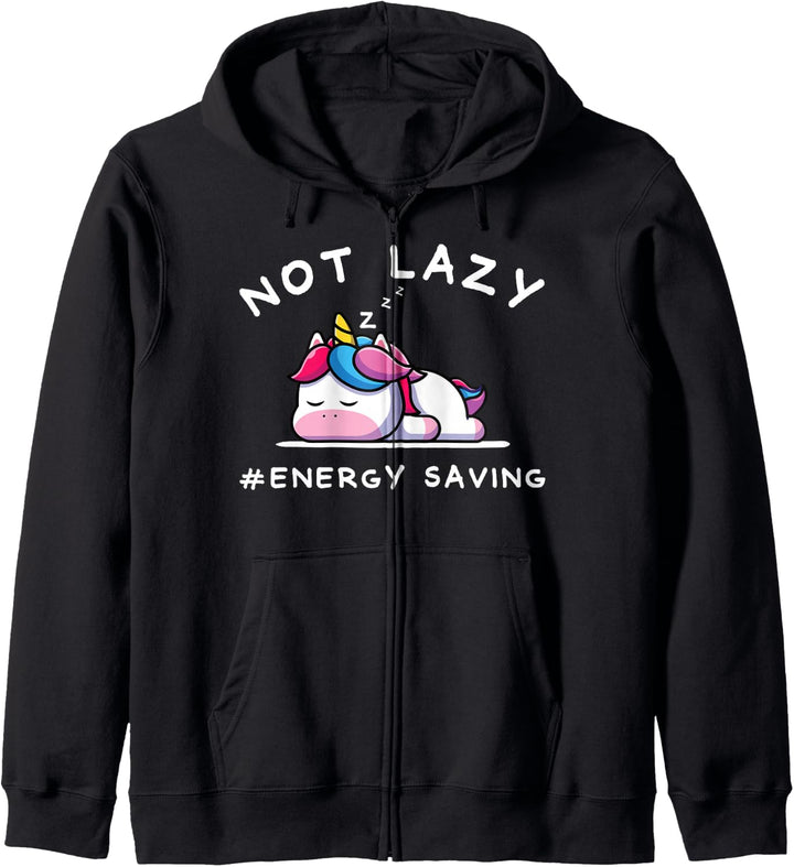 Not Lazy Energy Saving, Langschläfer Unicorn Einhorn Kapuzenjacke