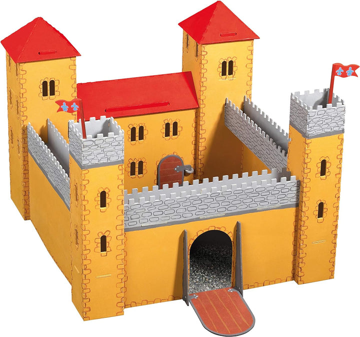 Pebaro 887 Holzbausatz Ritterburg, 3D Puzzle, grosser Modellbausatz, Basteln mit Holz, Bstelset, Hol