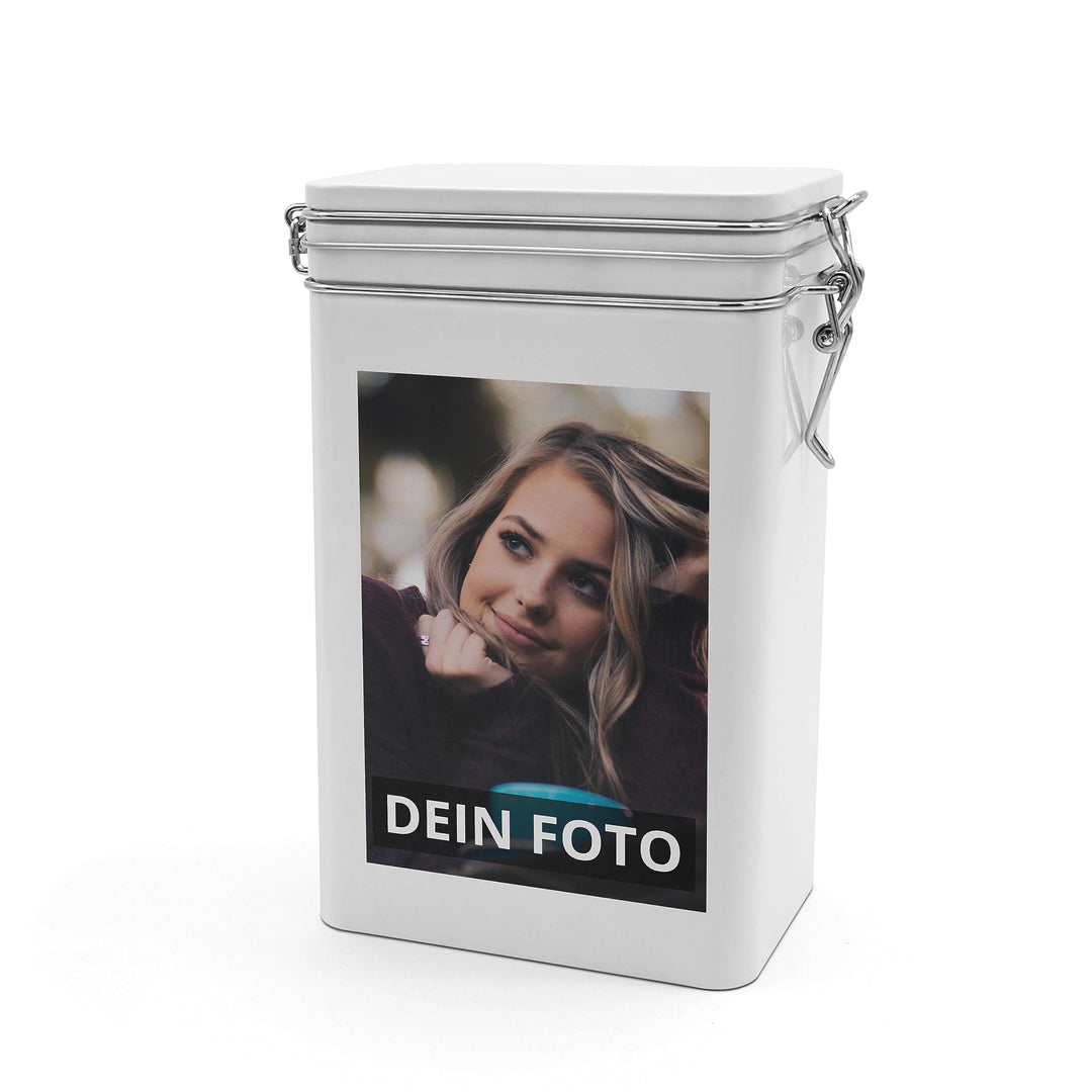 Personalisierte Kaffeedose mit Foto bedrucken lassen - Vorratsdose für Kaffee mit eigenem Motiv gest