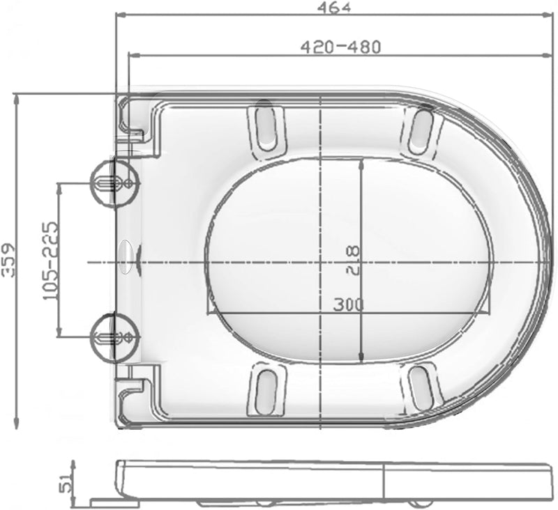 WC-Sitz mit Absenkautomatik U1002 Weiss, abnehmbarer Toilettensitz aus Duroplast, Ersatz-WC-Brille S