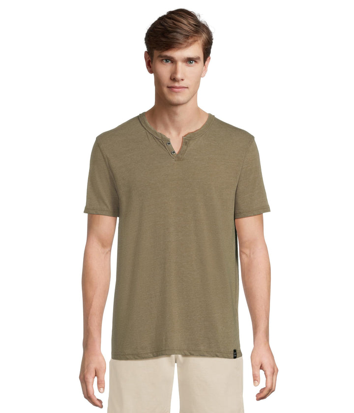 Lucky Brand Herren Venice Burnout Notch Neck Tee T-Shirt L Dark Olive, L Dark Olive