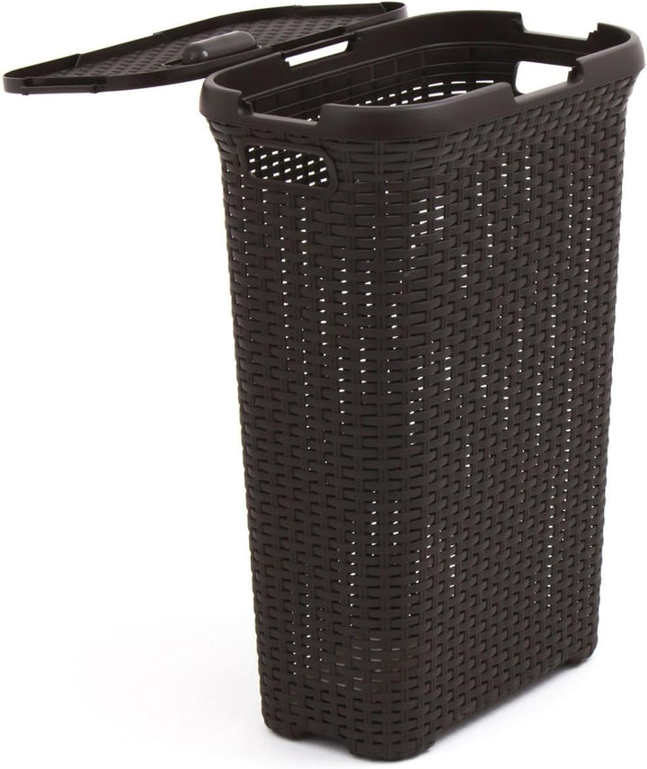 Curver Rattanoptik 40 Liter Wäschebox, Plastik, dunkelbraun, 44.7 x 26.5 x 61.2 cm, Dunkelbraun