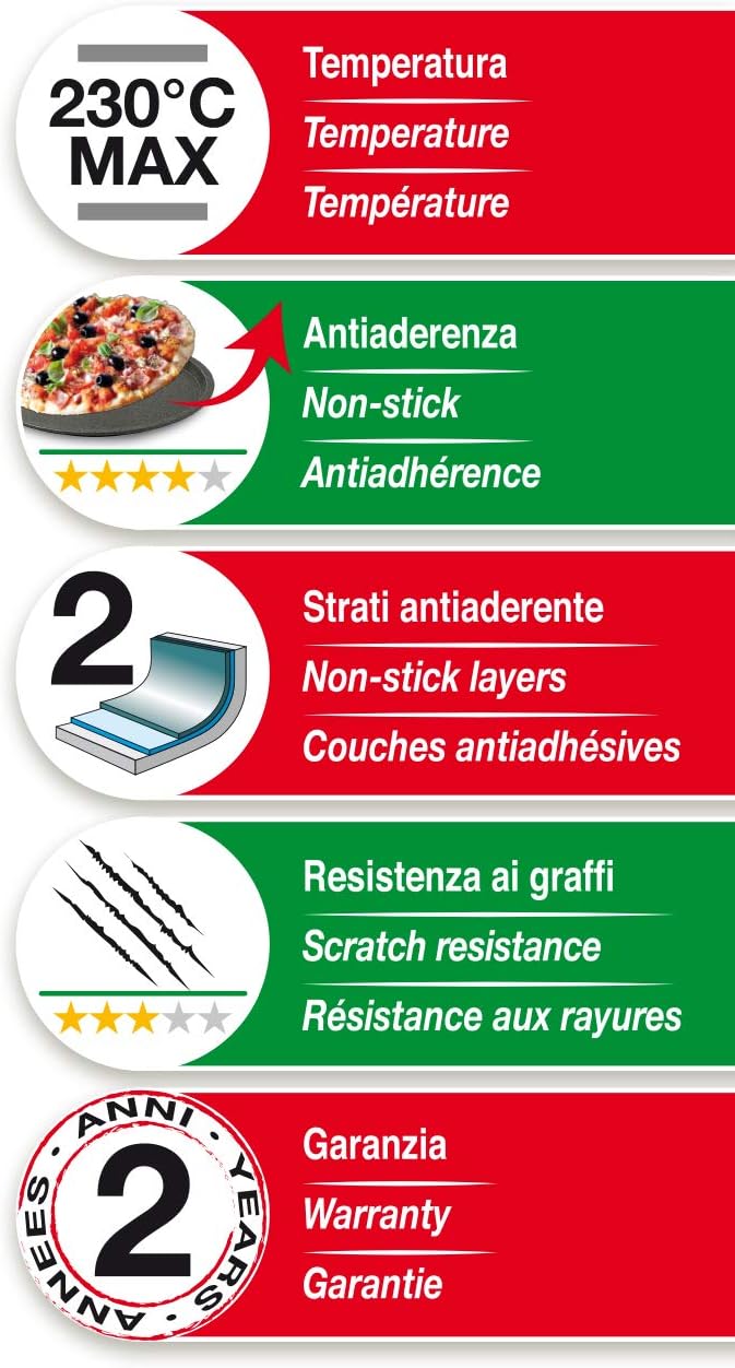 Guardini Pizza&Mania Küche & Haushalt, Stahl, Black, 4 Tegami 32 cm, 5 4 Tegami 32 cm Single, 4 Tega