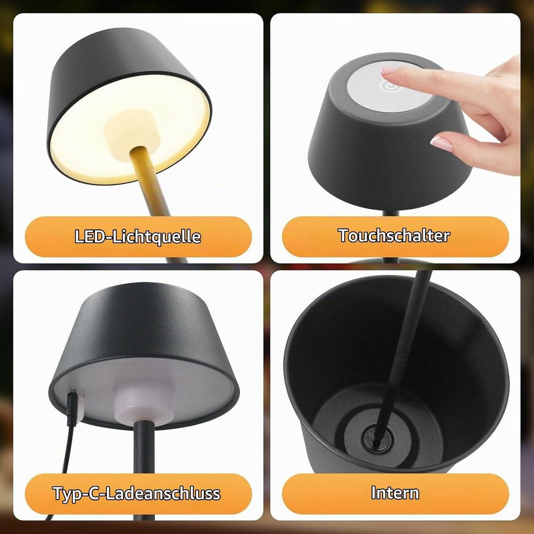 FUYO LED Eiskübel mit Warmlicht – 2-in-1 Tischlampe &amp; Kühler, Spritzwassergeschützt für Champagner/W