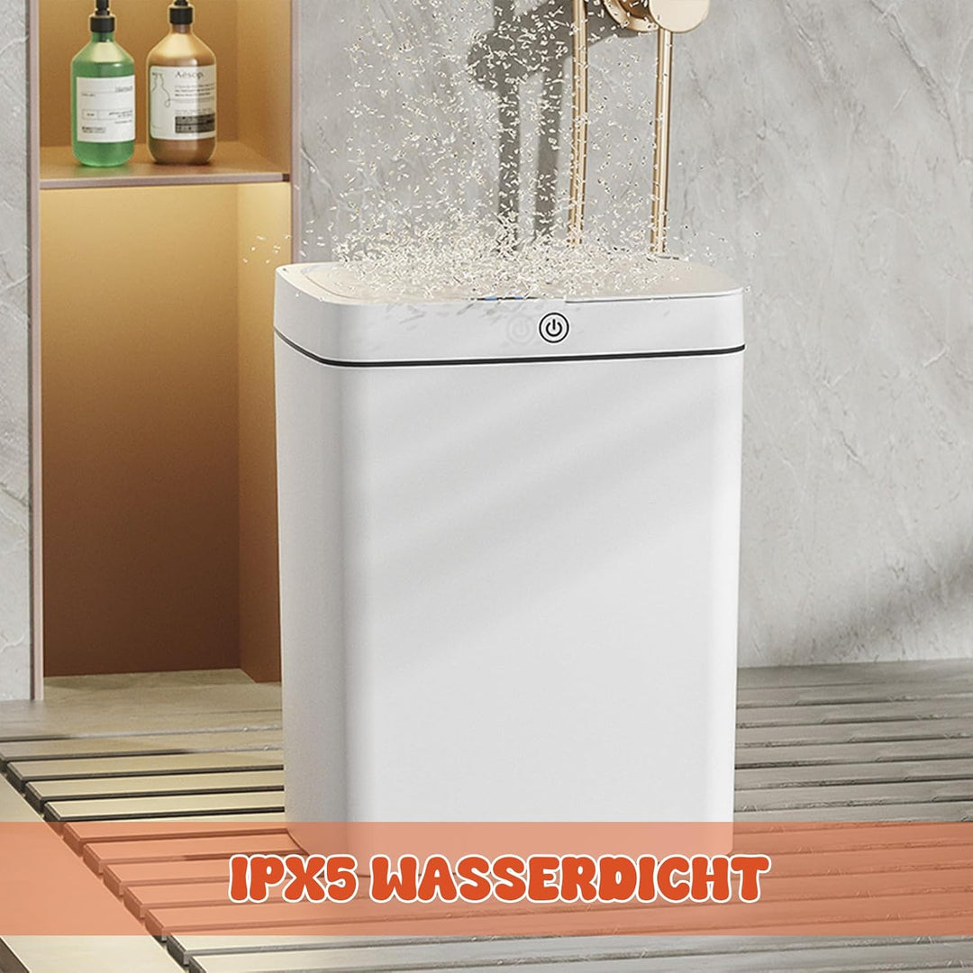 18L Automatischer Badezimmer Mülleimer mit Deckel aus Kunststoff | Wasserdichter Bewegungssensor Bag