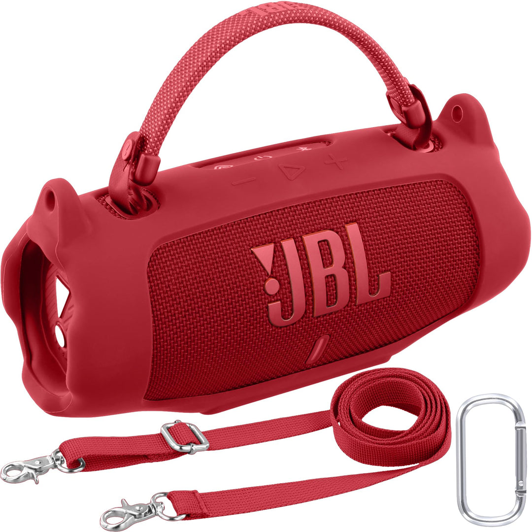 Khanka für JBL Charge 6 Silikon-Schutzhülle mit abnehmbarem Schultergurt & Utility-Haken, Flexible w