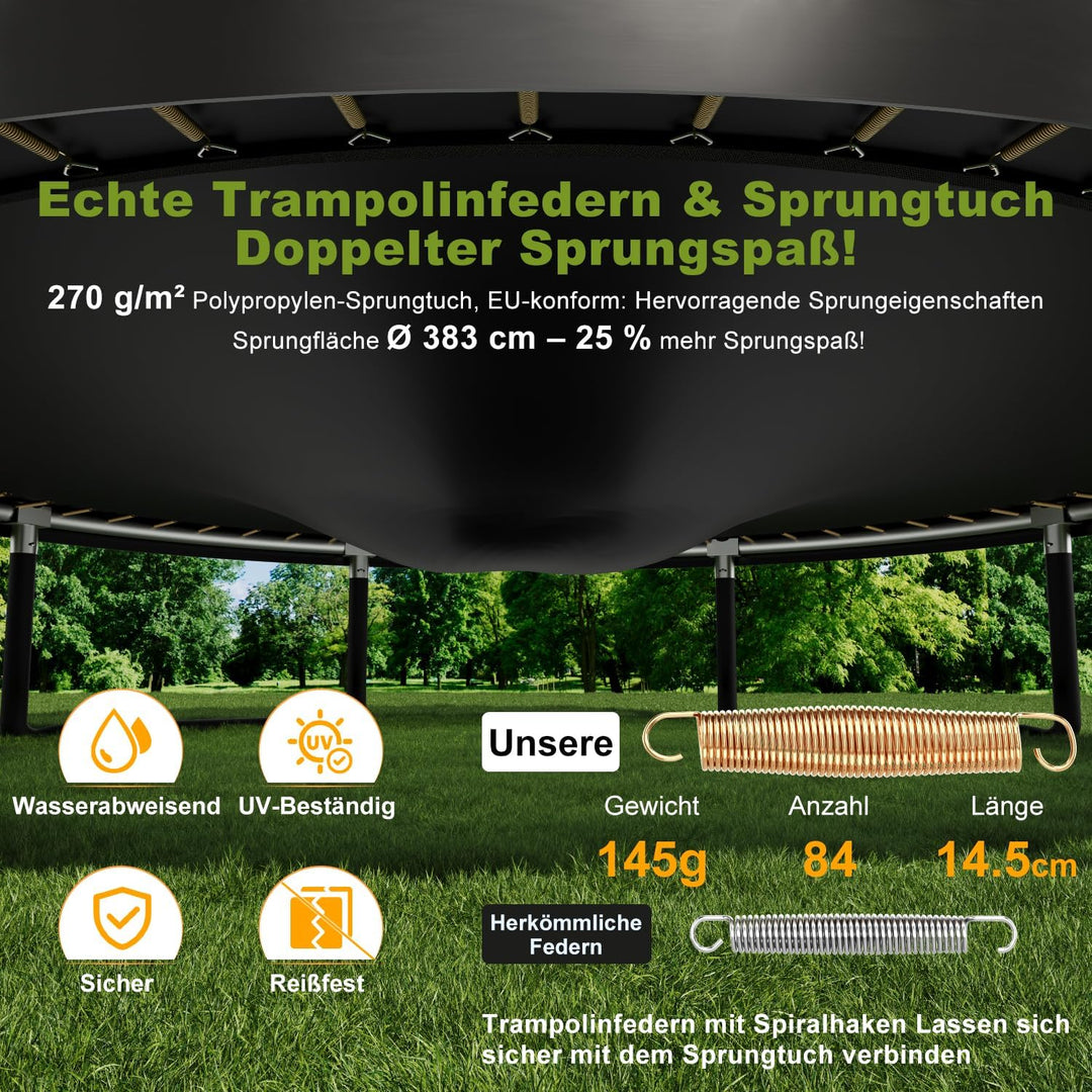 Devoko Trampolin Outdoor Ø 228/305/366/427/488 cm, GS-Zertifikat, Kindertrampolin Gartentrampolin mi