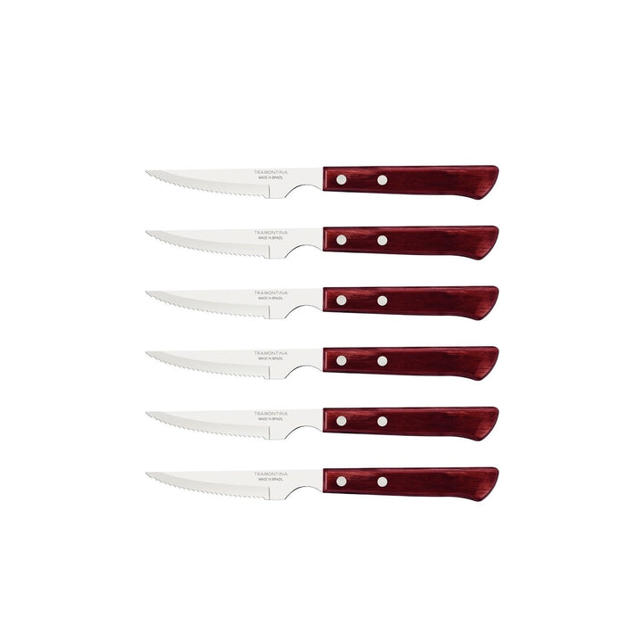 Tramontina Steakmesser Spanish Style, Set 6-teilig, Edelstahl, Holzgriff, FSC, 22 Rot, Rot