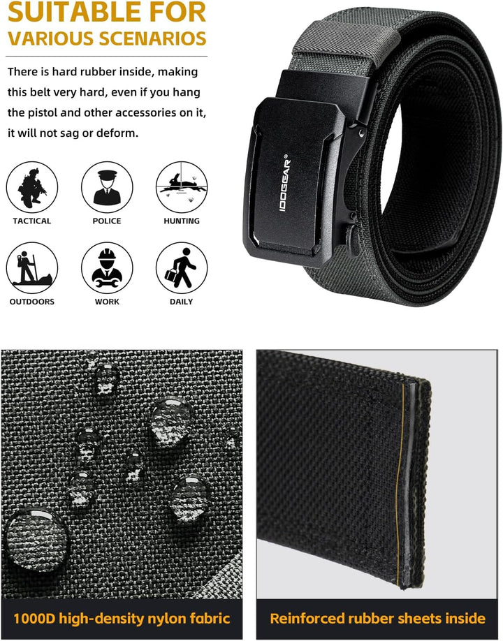 IDOGEAR Schnellverstellbarer taktischer Ratschengurt | Strapazierfähiges 1000D-Nylon für EDC, CCW un