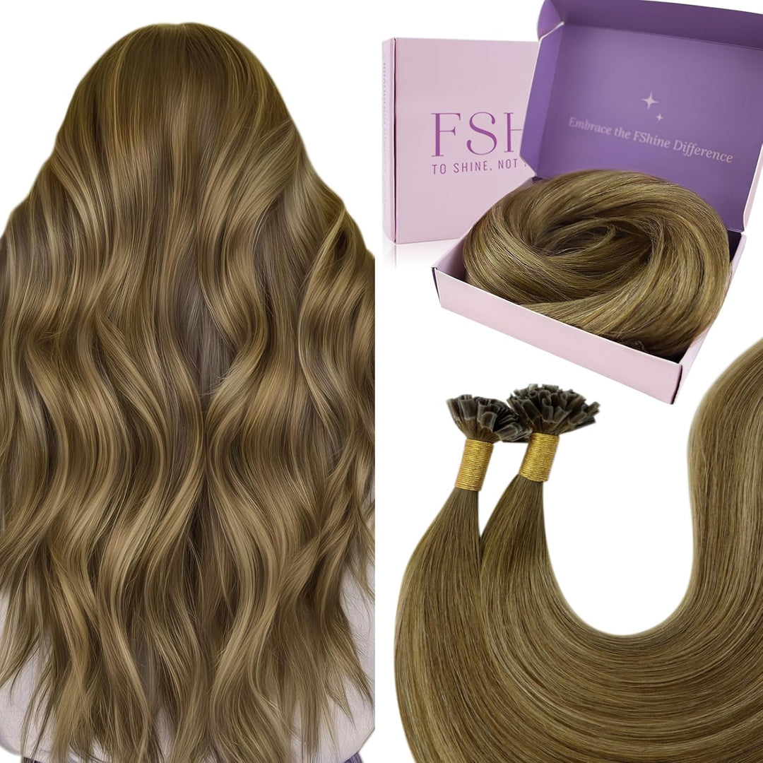 Fshine U Tip Keratin Remy Echthaar Extensions Bondings Remi Haar Faber Schokoladenbraun Gemischt Kar