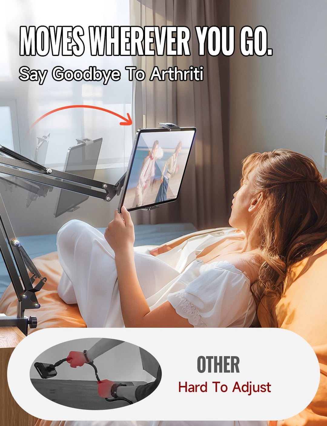 LISEN Tablet Halterung for iPad Halterung Bett, Superflexibel Einstellbar Kindle Halterung Bett Lang