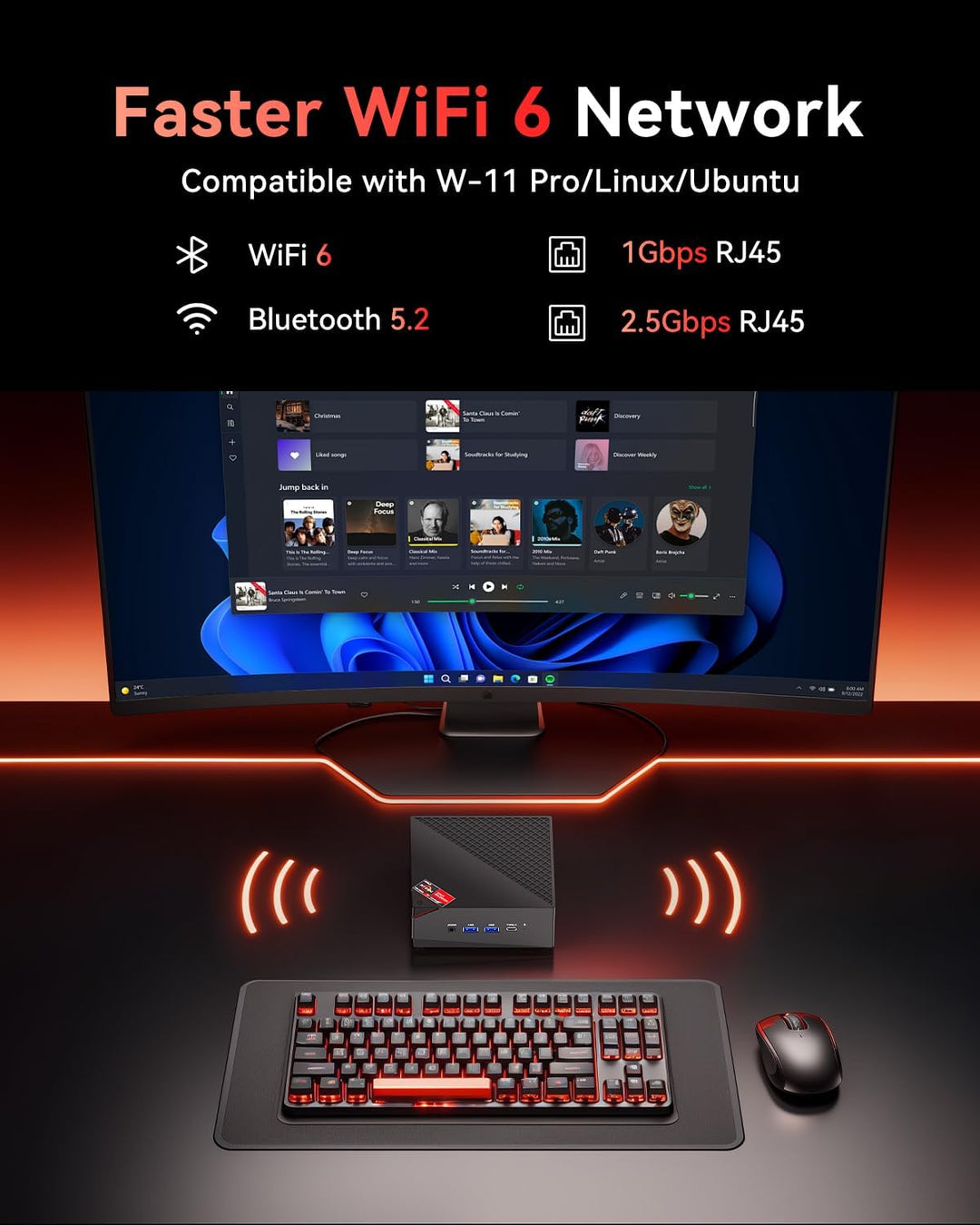 NiPoGi AM06 PRO Mini PC АMD Ryzen 7 7730U (8C/16T, bis zu 4,5 GHz), 16 GB DDR4 512 GB M.2 SSD Mini D