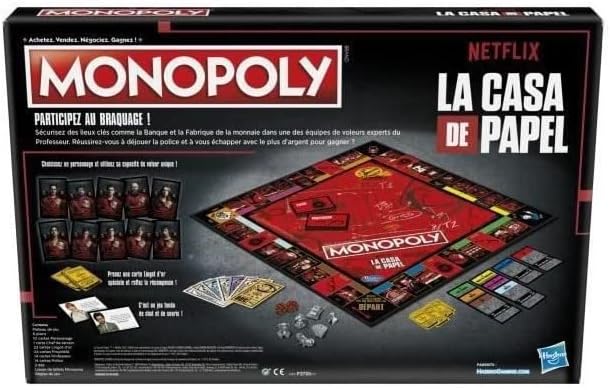 Monopoly La CASA de Papel, Gesellschaftsspiel, ab 16 Jahren, 2 bis 6 Spieler, französische Version