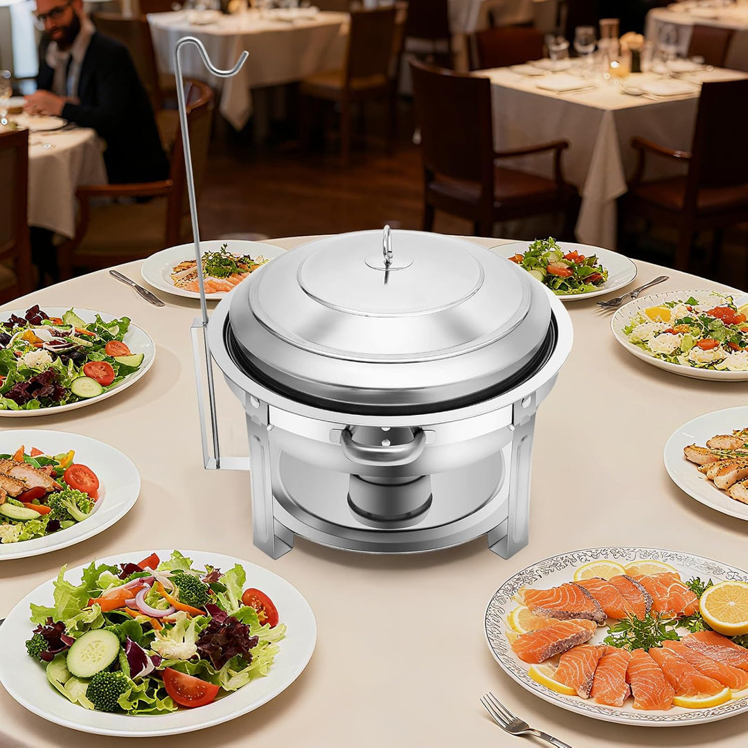 7.5 L Edelstahl Chafing Dish Buffet Set Edelstahl Rund Speisenwärmer Wärmebehälter Suppentopf mit Br