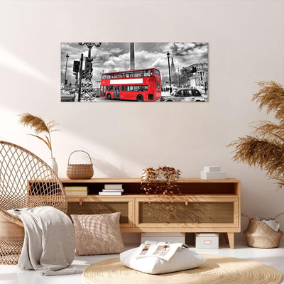 Wandbilder Dekoration Wohnzimmer Trafalgar Platz Taxi London Panorama Bilder auf Leinwand 120x50cm L