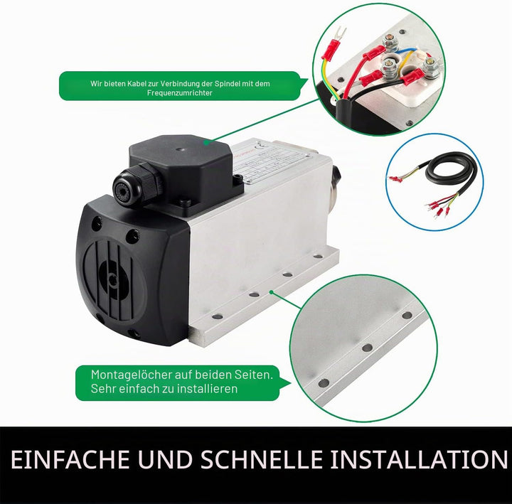 CNC Spindelmotor 220 V 1,5 kW 1500 W ER16 Spannzange Vierkant Luftgekühlter Spindelmotor 4 Lager 240