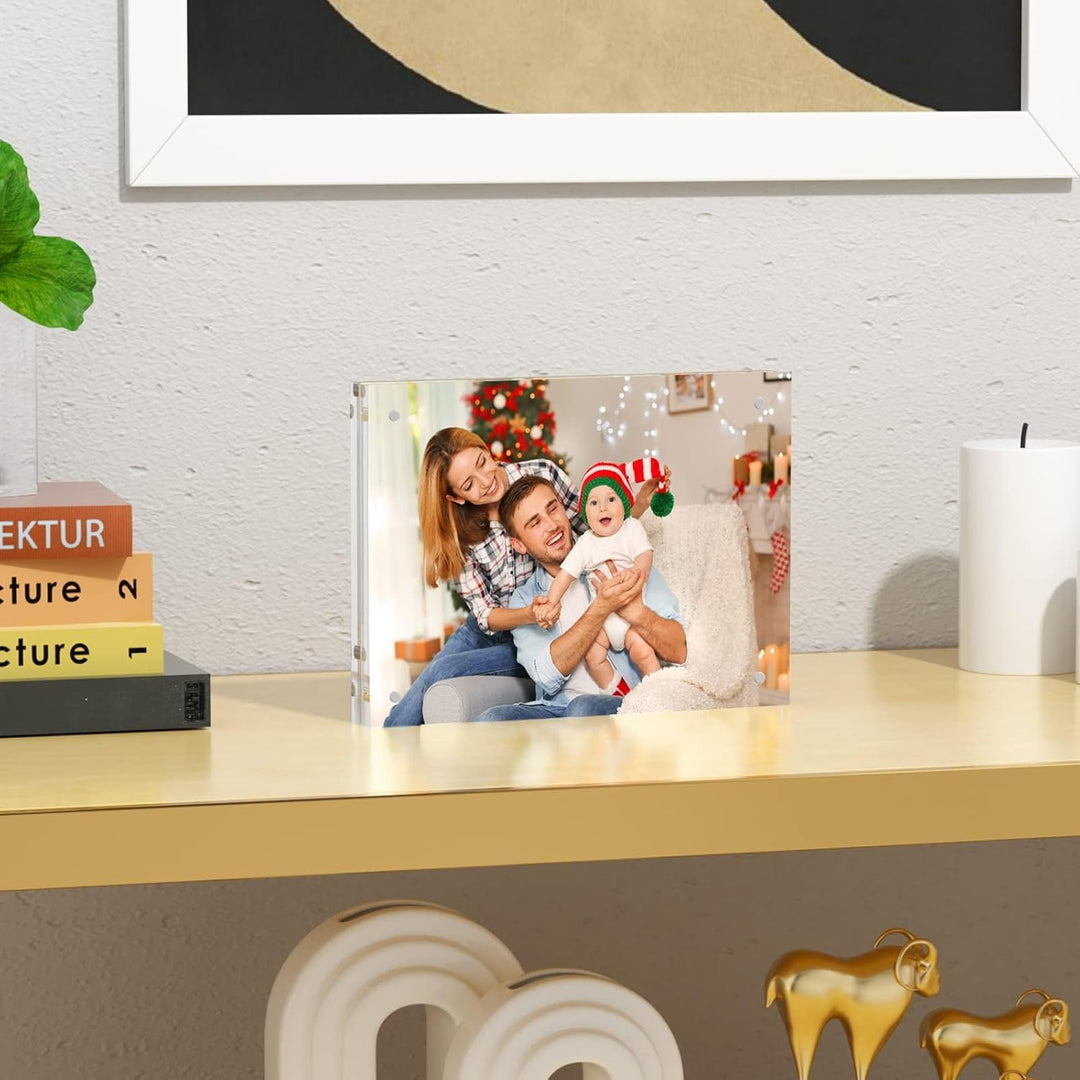 Niubee Acryl-Bilderrahmen, magnetisch, doppelseitiger Bilderrahmen, vertikal und horizontal, freiste