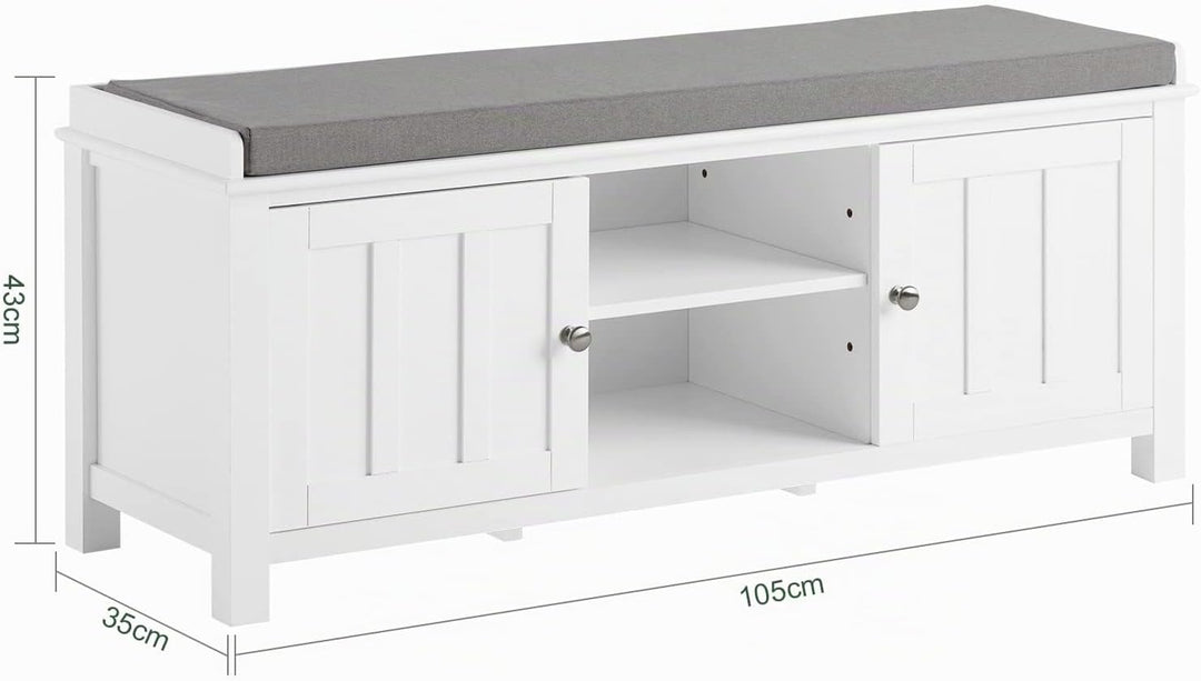 SoBuy FSR35-W Sitzbank Schuhschrank Garderobenbank mit Sitzkissen MDF Bettbank weiss BHT ca: 105x43x