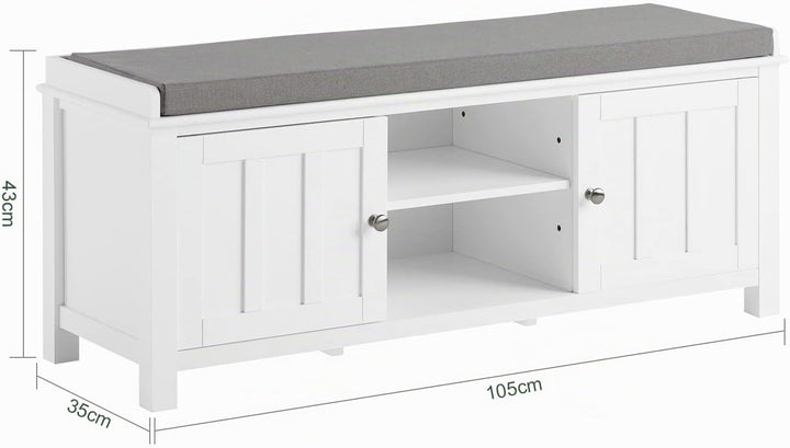 SoBuy FSR35-W Sitzbank Schuhschrank Garderobenbank mit Sitzkissen MDF Bettbank weiss BHT ca: 105x43x